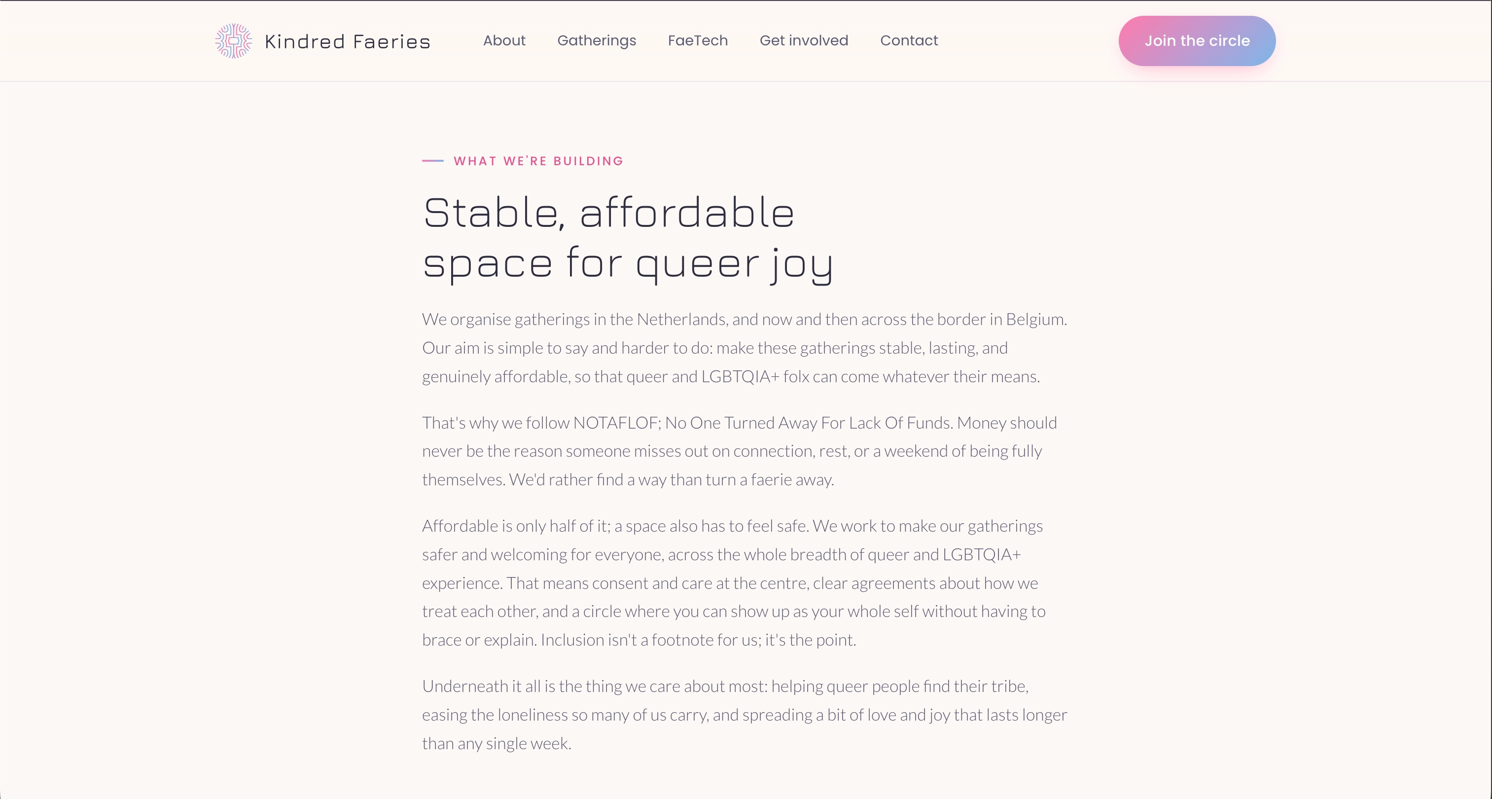 Kindred Faeries values and beliefs section